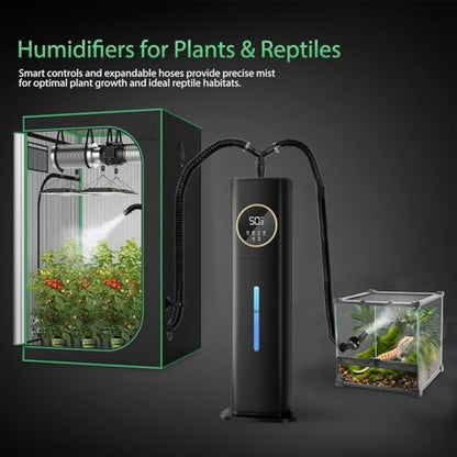 Humidifier for Plants Indoor 2.1Gal/8L, Reptile Fogger with Humidity Control & Probe, Cool Mist Humidifier with Expandable Hose for Terrarium, Greenhouse, Grow Tent, Houseplants, Reptiles