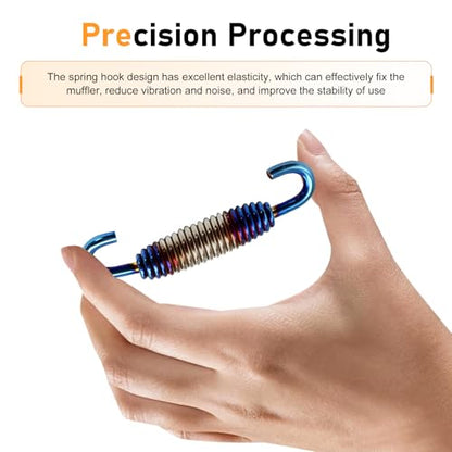2 PCS Motorcycle Exhaust Muffler Springs, 40 mm-60 mm Retractable Range Exhaust Pipe Spring, Stainless Steel Muffler Hook, Retrofit Part for Most Motorcycles Scooters ATVs (Blue) - color: Blue