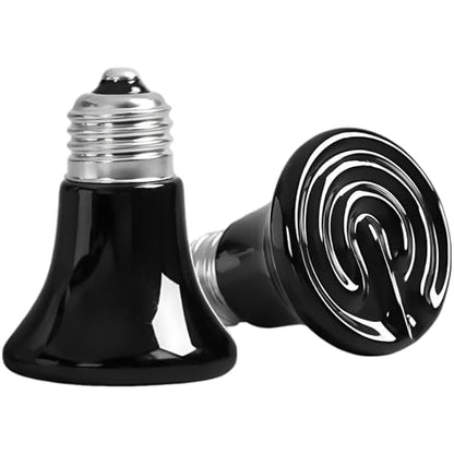 2 Pcs Mini Ceramic Heat Emitter, 75W Infrared Brooder Coop Heater, E26 Socket, Anti-Scald, No Light Emitted, Safe Heating Bulb for Reptiles, Chickens, Lizards, Turtles