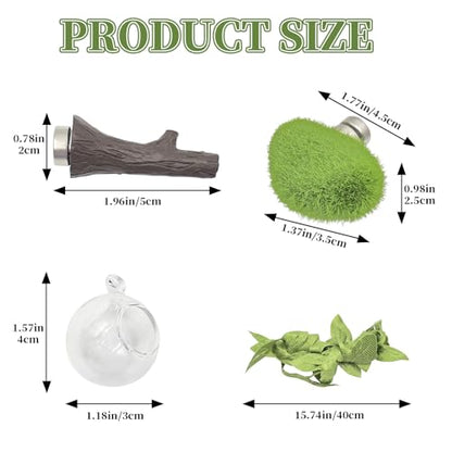 Jumping Spider Enclosure Accessories, 1 Glass Ball Habitat Hide with Green Rope and Artificial Tree Branch 2 Green Platform, Jumping Spider Enclosure Decor