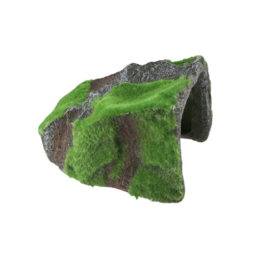 Tortoise Hide Cave Reptile Rock Hideout Cave, Small Resin Hides Shelter, Realistic Reptile Moss Rock Habitat Decor Rest Cave Terrarium Accessories
