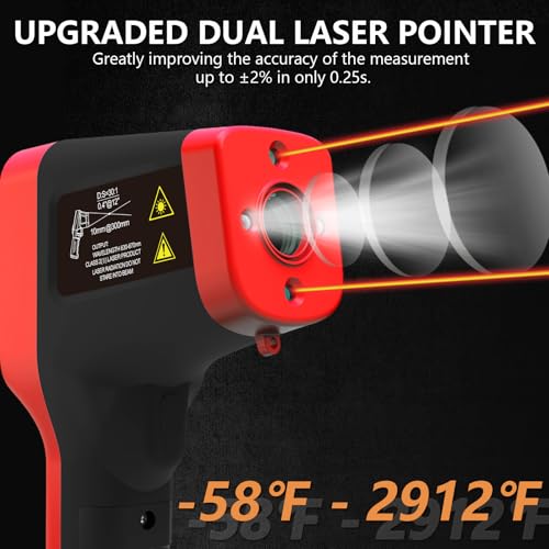 Pyrometer, 30:1 Industrial Infrared Thermometer Gun Rechargeable, -58℉~2912℉ High Temp Waterproof Digital IR Laser Temperature Gauge (NOT for Human) - color: Orange