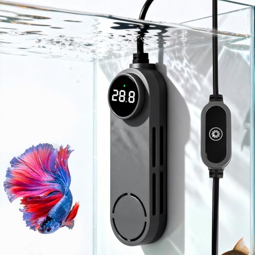 UPETTOOLS 50W Mini Aquarium Heater, Digital Fish Tank Heater | 5-10 Gal, External Controller, Explosion-Proof, Dry-Run Protection, Betta & Turtle - size: 50W（5-10Gallon）