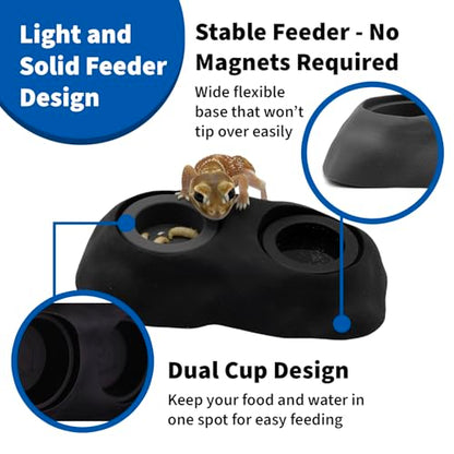 Pangea Ultimate Eco Dish, Crested Gecko Food and Water Bowl for Terrestrial Lizards, Durable Silicone Feeding Accessory for Reptile Terrariums 3.125in x 5.5in (Grey Marble) - color: Grey Marble