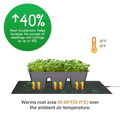 iPower 10" x 20.75" Seeding Heat Mat Upgraded Carbon Film Indoor Warm Hydroponic Plant Germination Starting Pad Durable Waterproof, Black - size: 10" x 20.75", style: 1 Pack
