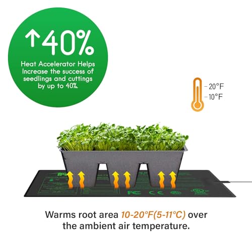 iPower 10" x 20.75" Seeding Heat Mat Upgraded Carbon Film Indoor Warm Hydroponic Plant Germination Starting Pad Durable Waterproof, Black - size: 10" x 20.75", style: 1 Pack