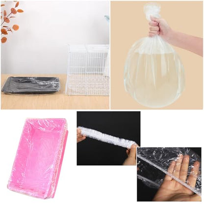 50 Pack Disposable Rabbit Litter Box Liners Disposable Rabbit Cage Cover Liner Waterproof Plastic Wrap for Guinea Pig Training Potty Tray Bunny Litter Pan Trainer Corner Pellet Bedding Toilet