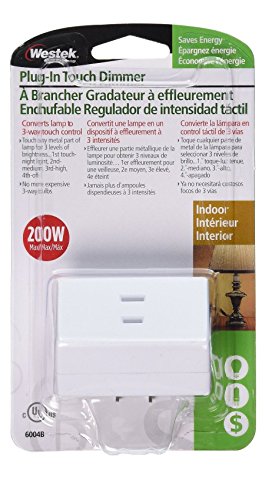 Westek Touch Lamp Control Dimmer Switch – Small Plug-In Device Converts Lights to Touch Lamp, 3 Way Switch – No Wiring, Easy to Install, Ideal for Floor, Bedside and Hard to Reach Lamps at Home, White, 6004B