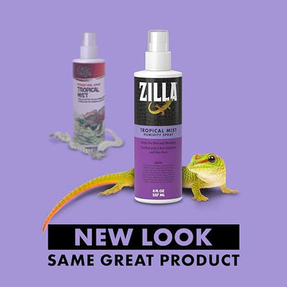 Zilla Tropical Mist Humidity Spray, Ideal for All Tropical Reptiles and Amphibians, Fortified with Aloe Vera (Pack of 2) - size: 8 Fluid Ounces (Pack of 2)