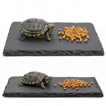 Turtle Basking Platform Slate Reptile Basking Slate Platform for Turtles 3.9 x 3.9 Inch Natural Stone Tortoise Bearded Dragon Lizard Chameleon Gecko Terrarium Accessory