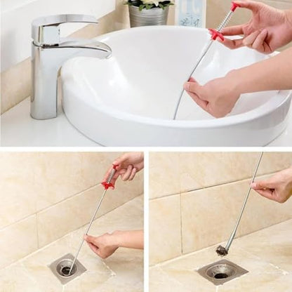 Sewer Cleaning Hook & No Need for Chemicals,Portrayi Sewer Cleaning Hook,Sewer Cleaning Hook Drain Clog Remover,Toilet Snake Clog Remover,Flexible Grabber Claw Long Drain Snake (35.4in) - color: 35.4in