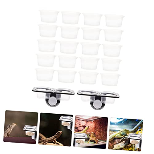 GALPADA 2-Piece Reptile Feeding Ledge Set with Suction Cups Random Color Gecko Water Feeder and Food Bowl for Terrarium Supplies