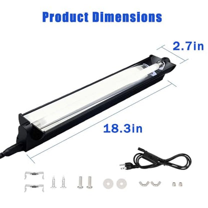 KINGYEENUO T8 Reptile Light Fixture Combo Kit 15W, UVB Reptile Light Fixture with Desert UVB 10.0 18.3" Fluorescent Tube, UVA UVB Reptile Light for Lizard, Bearded Dragon, Tortoise