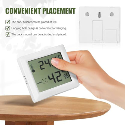2 Pcs Digital Hygrometers with LCD Large Screen Display, Abs Material Indoor Humidity and Temperature Gauge for Daily Life Use, Compact Design Suitable for Pets, Babies,