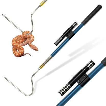 22"~64" Snake Grabber Hook Reptile Rattle Series Pick-up Handling Tool Kit for Catching Controlling Moving Snakes (Blue) - color: BLUE