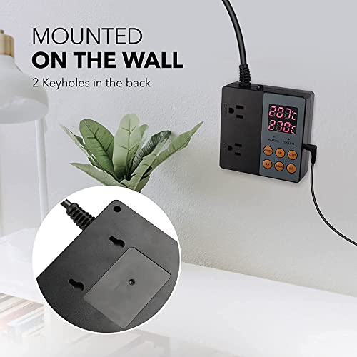 BN-LINK Digital Temperature Controller Heating Cooling 2-Stage Outlet Thermostat Controller Plug for Reptiles Aquarium Carboy Homebrew Breeding Fermenter Seed Germination °C/°F -40-176°F 15A/1875W - style: T9