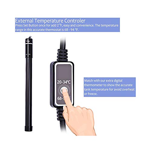 MQ Titanium Alloy 500W Aquarium Heater for Salt and Fresh Water, Digital LED Display Submersible Heater with External Thermostat Controller, for Fish Tank 70-80 Gallon - size: 500W for 70-80 Gallon Tank
