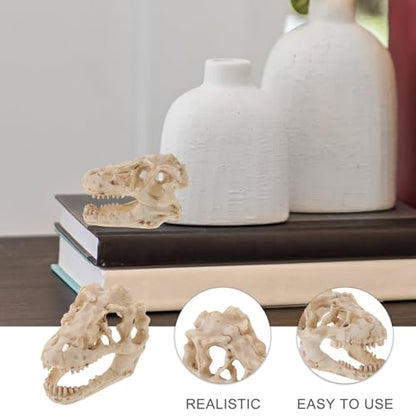 Resin Dinosaur Skull Model Realistic for Office Display Small Decoration for Terrariums Halloween Decor and Anatomy Teaching Tool