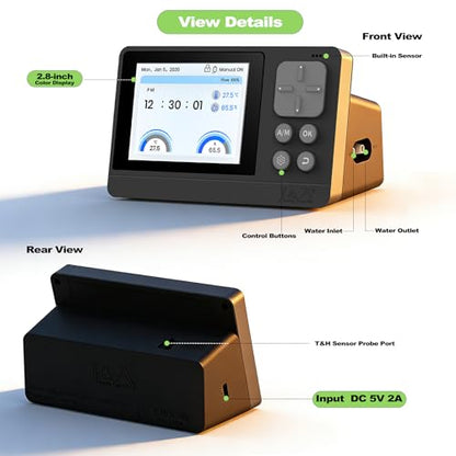 J&A Automatic Reptile Mister Temp Humidity Controller Terrarium Grey Black | New-Gen Misting System with Thermo-Hygrometer, Adjustable Spray Nozzles for Lizards, Chameleons & Snakes Tanks
