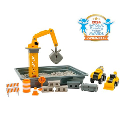 CAT Dig N Build Concrete Playset 12-oz Moldable Concrete Compound, Crane, 2 Little Machines Vehicles, Construction Molds & Easy-Cleanup Tray, Sensory STEM Kit for Kids Ages 3 + - style: Concrete