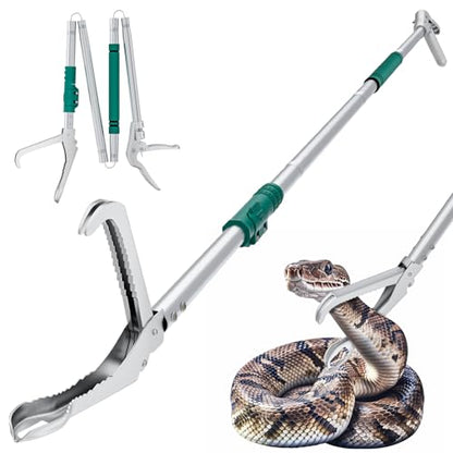 69" Snake Grabber Tool – Heavy Duty Locking Reptile Tongs for Rattlesnakes, Long Reach Folding Snake Catcher for Outdoor, Garden, and Emergency Use - size: 69 Inch