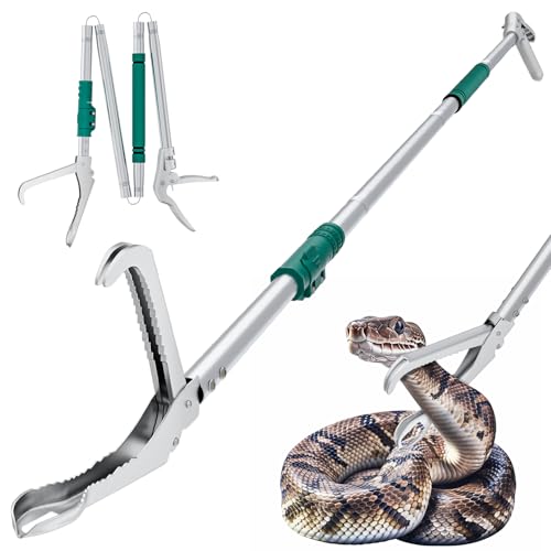 69" Snake Grabber Tool – Heavy Duty Locking Reptile Tongs for Rattlesnakes, Long Reach Folding Snake Catcher for Outdoor, Garden, and Emergency Use - size: 69 Inch