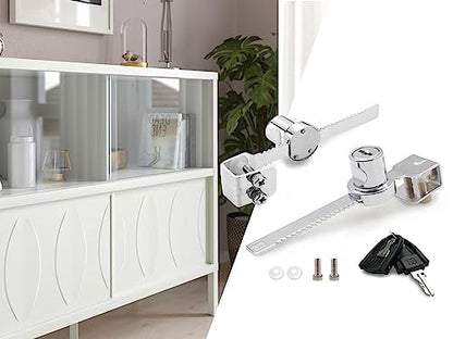 XIEHE 318 Sliding Window Locks, Closet Locks for Sliding Glass Doors with 2 Keys, Display Cabinet Showcase Lock with Chrome Finish, No Drill Burglar Bars for Sliding Doors (2 Pack, Keyed Different) - size: 2pack, Keyed Different