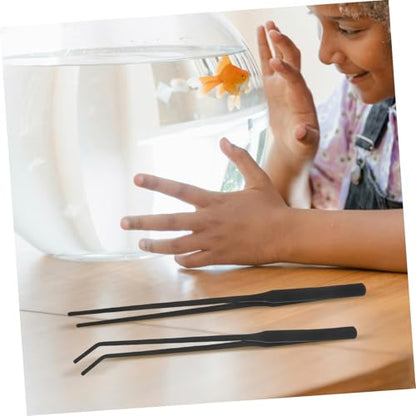 Kisangel 4pcs Stainless Steel Tweezers Set: Long Handle Fish Tank Planting Tools - Curved And Straight Tongs For Aquatic Plants Reptile Feeding Maintenance