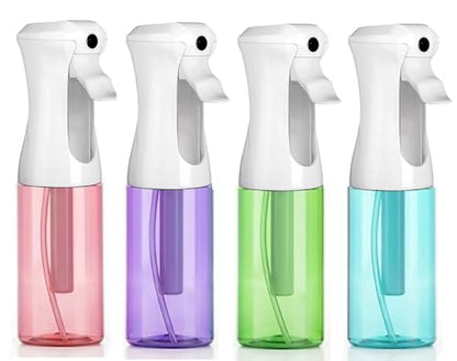 VIGOR PATH Continuous Fine Mist Spray Bottle – 6.7oz/200ml Refillable Water Mister for Hair, Cleaning, Plants & Beauty (Variety Pack) - color: VARIETY PACK OF 4