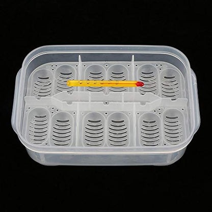 Fdit Snakes Lizards Reptiles Eggs Incubator Tray Hatcher Box with Thermometer for Hatching Snake Lizards 12 Grids