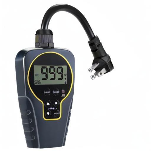 Techbee 1 s to 999 h Short/Long On-Off Interval Repeat Cycle Timer Plug Outlet with Countdown and Light Sensor, Waterproof for Outdoor (15A 1HP)