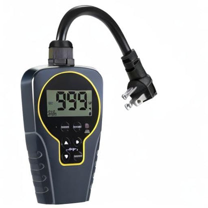 Techbee 1 s to 999 h Short/Long On-Off Interval Repeat Cycle Timer Plug Outlet with Countdown and Light Sensor, Waterproof for Outdoor (15A 1HP)