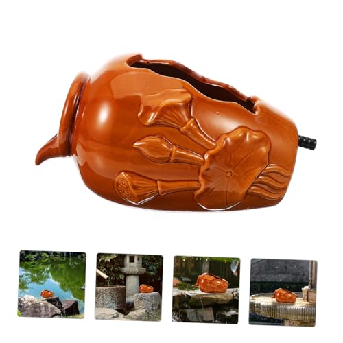 ORFOFE Ceramic Waterfall Fountain Jar for Garden Decor Hydroponic Planter Water Circulation for Bedroom Courtyard and Outdoor Spaces
