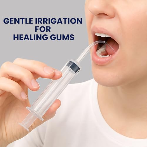 Wisdom Teeth Syringe - Pack of 5 Dental Curved Tip Syringe with Measuring Scale - Oral Care and Tonsil Stone Irrigation Syringes