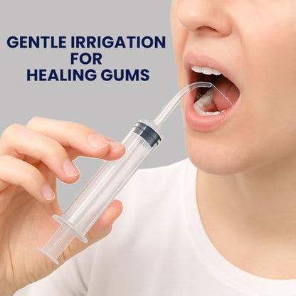 Wisdom Teeth Syringe - Pack of 5 Dental Curved Tip Syringe with Measuring Scale - Oral Care and Tonsil Stone Irrigation Syringes
