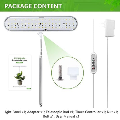 FOXGARDEN Grow Light, Full Spectrum LED Grow Lamp, Plant Lights for Indoor，Auto Timer 4/8/12H, 4 Dimmable, Height Adjustable 8.5"-24", Growing Lights - size: 1 pack