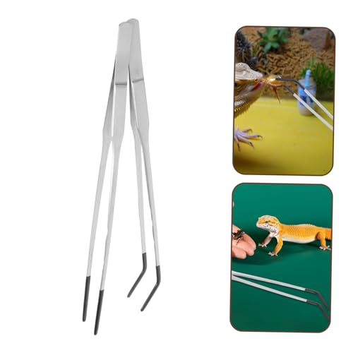 Artibetter 2Pcs Reptile Feeding Tongs with Rubber Tips Stainless Steel Tweezers for Snake Gecko Lightweight Aquarium Tools for Safe and Easy Pet Feeding