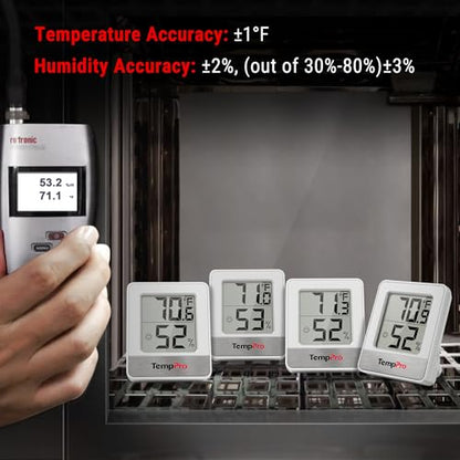 TempPro TP49 2 Pieces Digital Hygrometer Indoor Thermometer Humidity Meter Mini Hygrometer Thermometer with Temperature and Humidity Monitor Room Thermometer (Previously ThermoPro) - color: White Indoor Thermometer