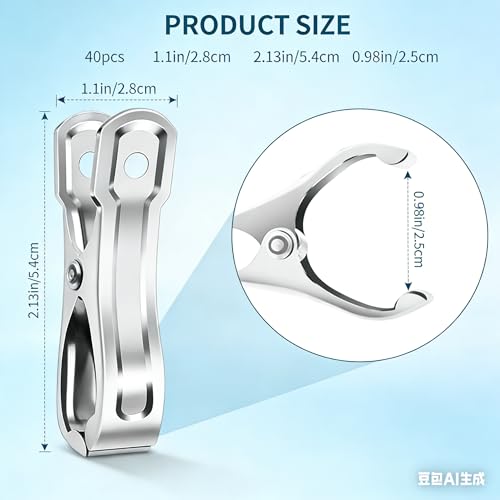 40 PCS Stainless Steel Greenhouse Clamps, Strong Grip Metal Clips for Garden - Secure Shade Cloth, Plant Netting & Covers on Hoops, Universal Garden Tools with Small Metal Clamps