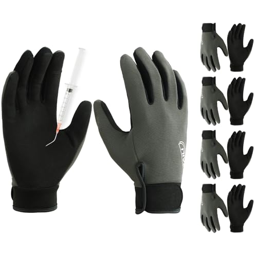 TAILI 4 Pairs Level 2 Needlestick, Level 5 Puncture Resistant Work Gloves, Feather-Light Comfort, Grip Enhanced A2 Cut Resistant Safety Gloves for Gardening, Breathable and Touchscreen Compatible, L - size: Large, style: 4 Pairs