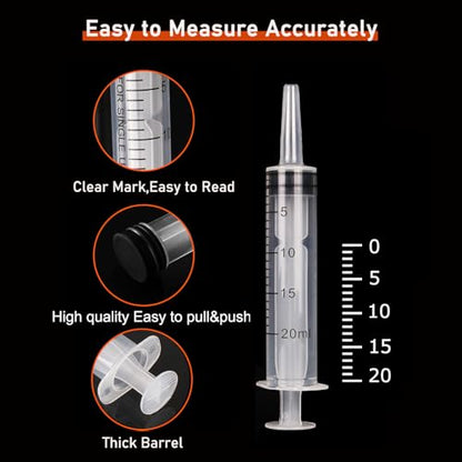 5Pack 20ml Plastic Syringe with caps for Liquid Measuring,Oral,Scientific Labs,Feeding Pets, Oil or Glue Applicator, Halloween Party, Sterile Individually Packed