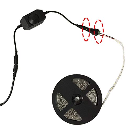 DC 12V-24V 3A LED Strip Dimmer Switch LED Tape Dimmer Controller PWM Inline Rotary Dimmer 5.5mm x 2.1mm DC Jack for COB LED Strip SMD 5050 3528 2835 5630 LED Ribbon LED String Light, Black - color: Black(1pcs)