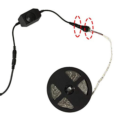 2pcs DC 12V-24V 3A LED Strip Dimmer Switch LED Tape Dimmer Controller PWM Rotary Dimmer 5.5mm x 2.1mm DC Jack for COB LED Strip SMD 5050 3528 2835 5630 LED Ribbon LED String Light, Black - color: Black(2pcs)