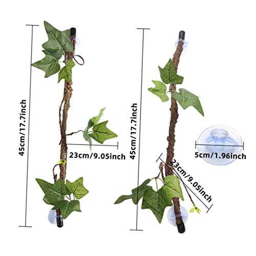 Totority 2 Pcs Reptile Vines for Terrarium Decoration Bendable Jungle Branches Suction Cup Accessories for Lizard Snake Gecko and Other Small Pets