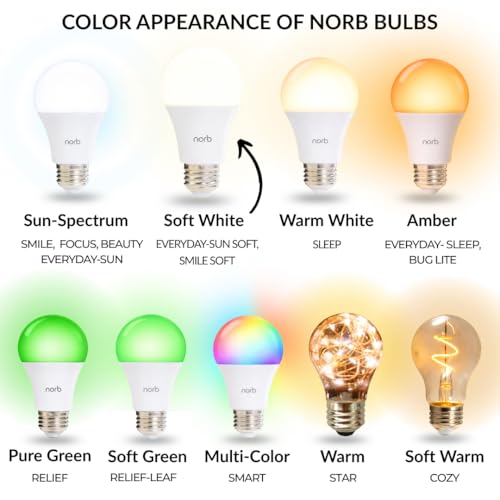 NorbSMILE Soft Full Spectrum Light Bulb | US Patented | A19 LED Bulb & 9W 720 Lumens | 4000K Soft Daylight White, CRI 96 & Dimmable E26 Base | Supports Energy, Mood & Circadian Rhythm - style: Smile Soft 9W (1 Pack)