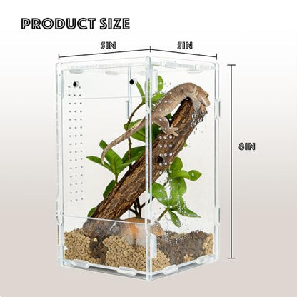 5x5x8 Reptile Tank – Acrylic Reptile Enclosure Terrarium for Crested Gecko, Lizards, Spiders & Snakes – Clear Lizard Habitat Terrarium - size: 5"5"8"