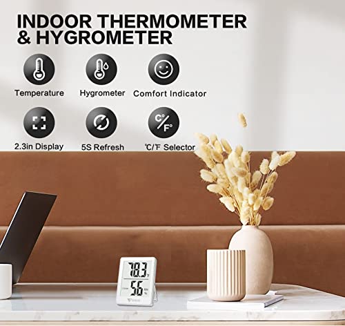 DOQAUS Digital Hygrometer Indoor Thermometer Humidity Gauge Room Thermometer with 5s Fast Refresh, Accurate Temperature Humidity Meter for Home, Office, Babyroom, Greenhouse (White) - color: White