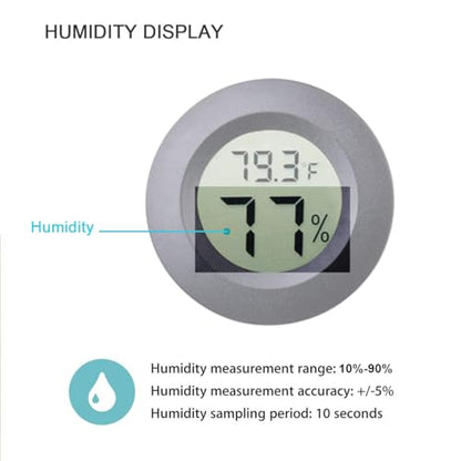 3pcs Mini Hygrometer Thermometer Indoor Outdoor Round Humidity Meter Fahrenheit Celsius Switchable Temperature Gauge Humidity Sensor Monitor for 3D Printer Reptile Jars