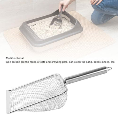 Cat Litter Scoop Stainless Steel, Rustproof Shovel with Hook, Easy to Clean and Hang - Durable Material, Fine Holes for Efficient Waste Removal, Ideal for Cats and Reptiles