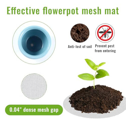200PCS Bonsai Mesh for Plant Pot Drainage Screen, 2 3 4 Inch Rounds Drainage Hole Mesh Pad, Flower Pot Meshes Mat, Bonsai Bottom Grid Mat for Potted Succulent Prevent Soil Leaking